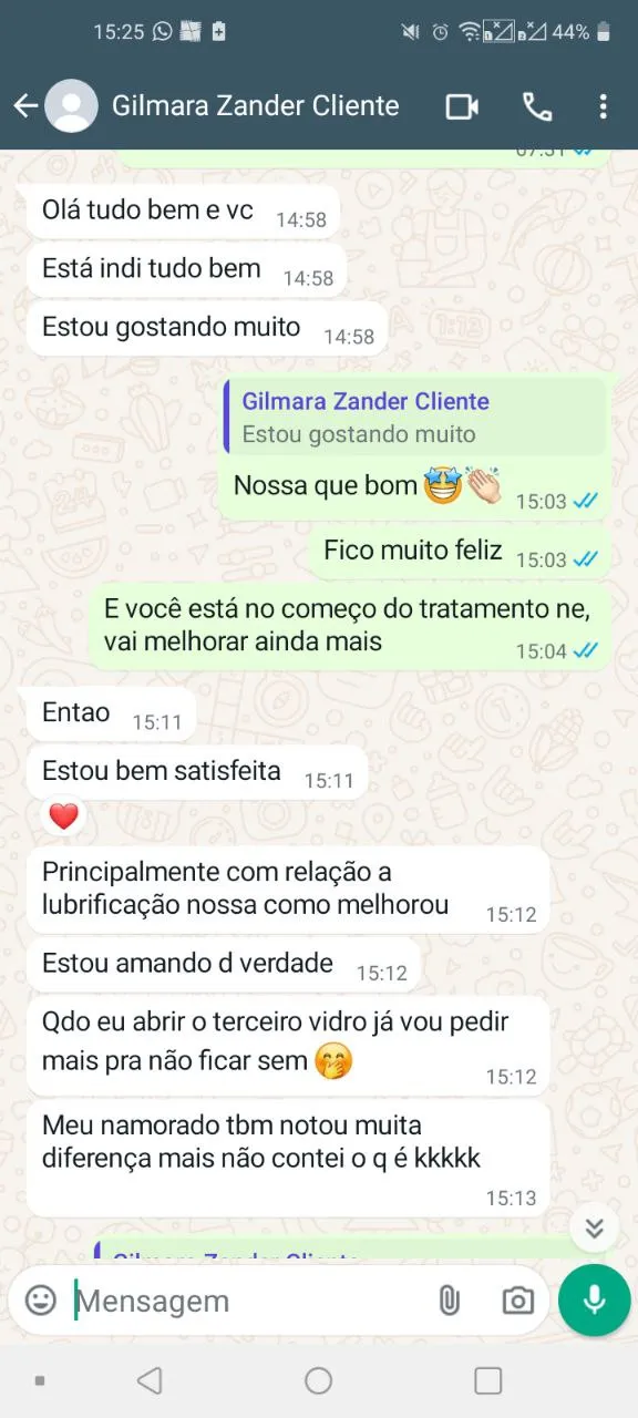 Depoimento sobre melhora na lubrificação com Libid Intense