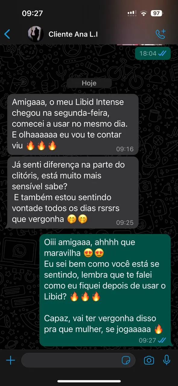 Depoimento sobre aumento da sensibilidade no clitóris