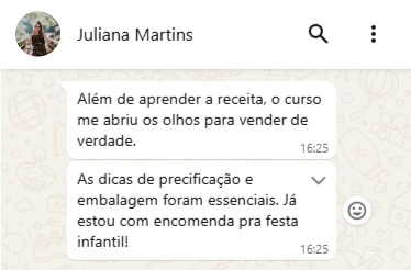 Depoimento sobre as dicas de venda e precificação
