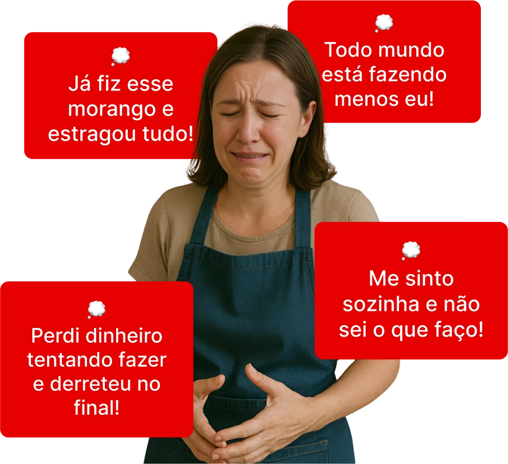 Mulher reclamando de erros comuns ao fazer morango do amor