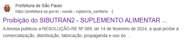 Alerta oficial da ANVISA sobre a proibição de Sibutran 2 de origem desconhecida