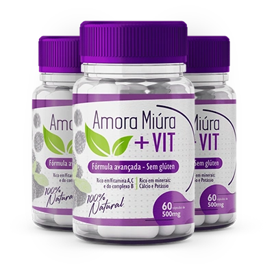 3 potes do suplemento Amora Miúra + VIT