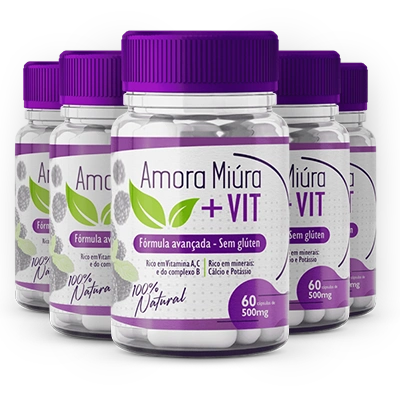 5 potes do suplemento Amora Miúra + VIT