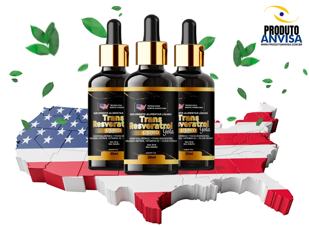 Frasco do Trans Resveratrol em Gotas com bandeira americana